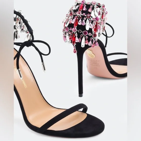 New AQUAZZURA Moonwalk 105 crystal-embellished suede sandals 39.5 $1,895 - Picture 2 of 11